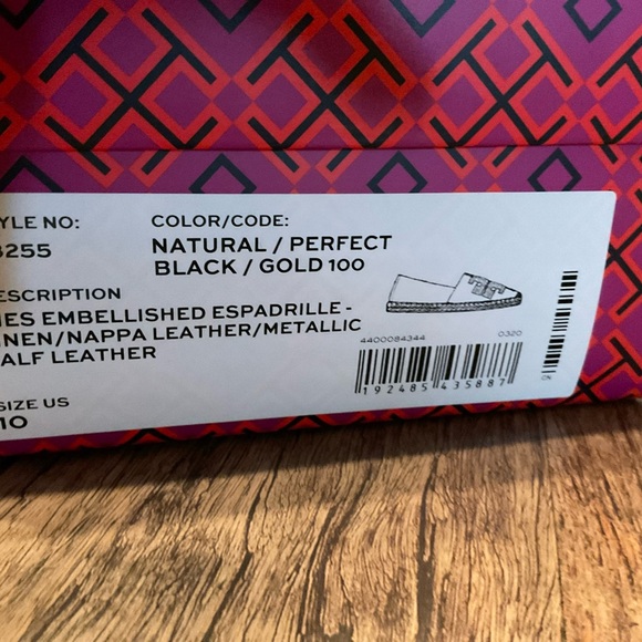 Tory Burch Beige Espadrille Flats with Multicolor Jeweled Logo - Picture 5 of 5